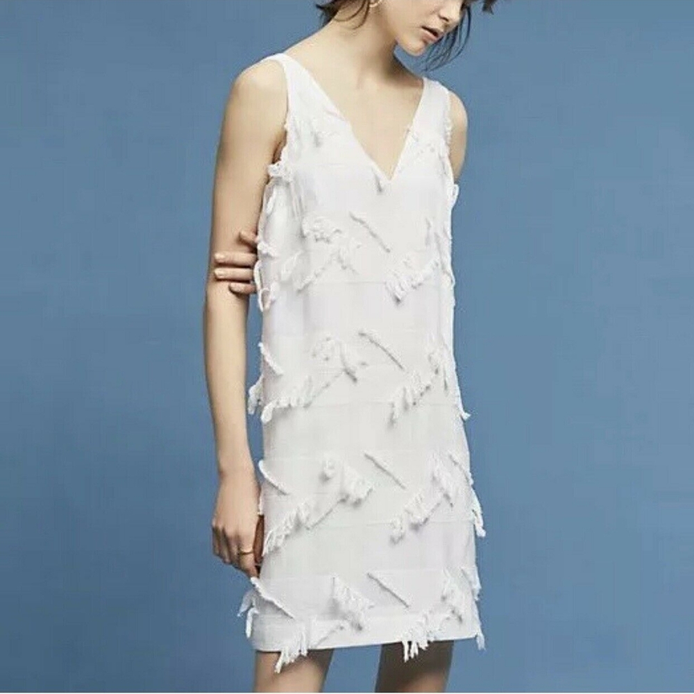Anthropologie Mave White Fringe Festival Dress 6P